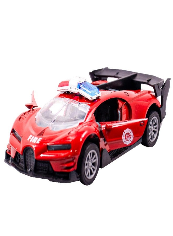 Toy Cloud Bugatti Fire Brigade Car 1:32 Scale Die-Cast Metal Toy with Opening Doors and Pull Back Action Realistic Toy Car - Image 2
